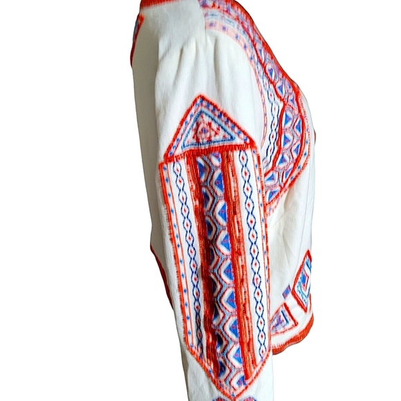 Lucky Brand Red and White Patterned Blazer - Picture 5 of 13